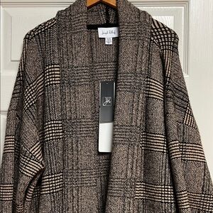Joseph A Black and Tan Checkered Cardigan